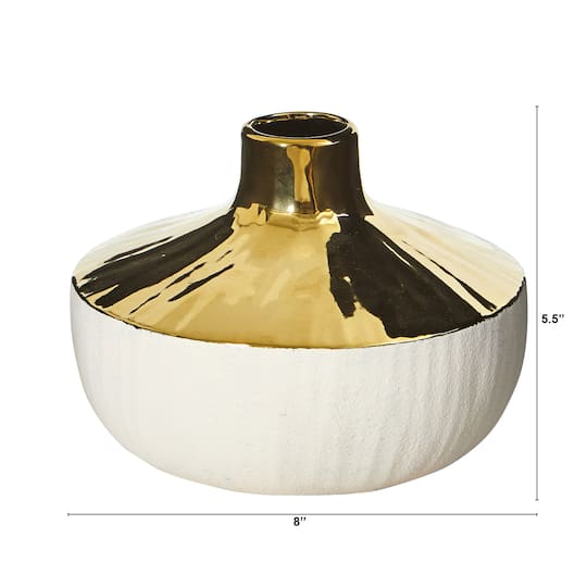 5.5" Elegance Ceramic Decorative Vase with Gold Accents